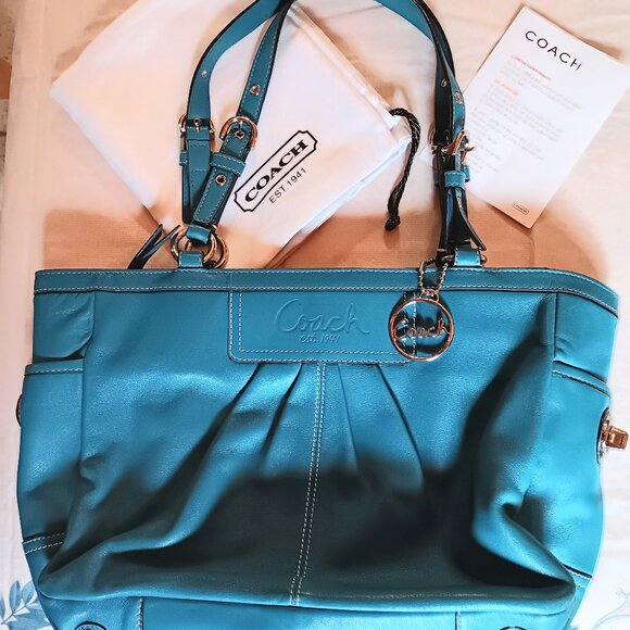 Teal Color Coach Handbag - Picture 1 of 10